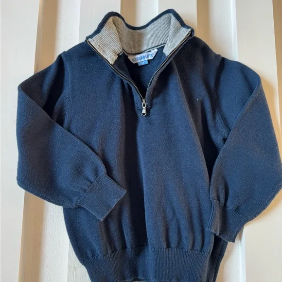 Boys Navy Half-Zip Sweater - Picture 2 of 3